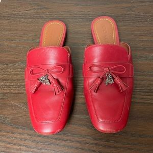 Coach Red Leather Mules Size 6